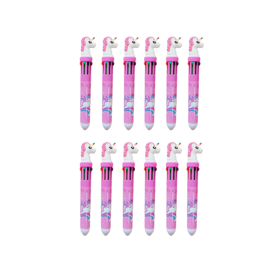 6-pack 12-pack multi colour unicorn ball pen party bag fillers product photo