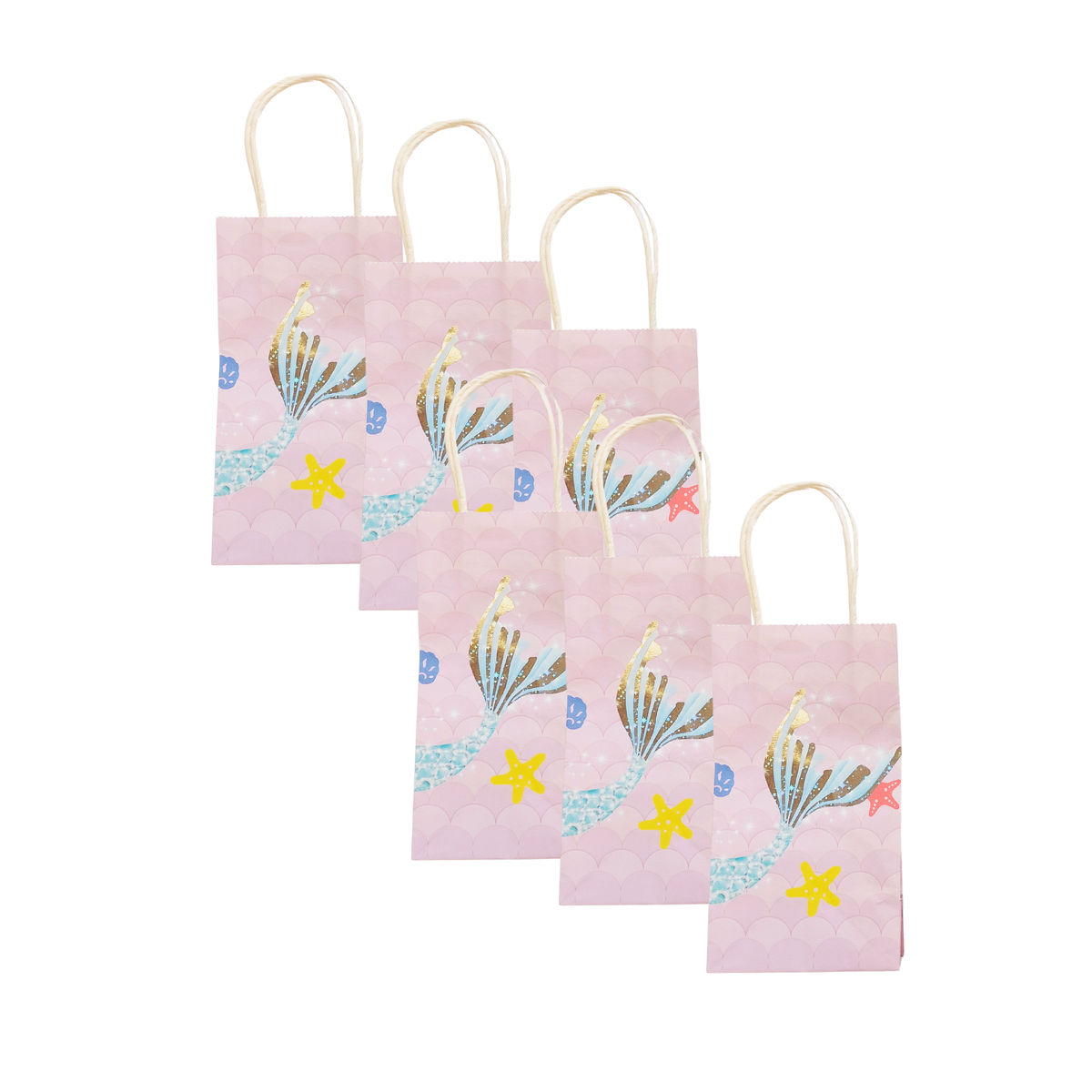 6-pack 12-pack pastel pink mermaid party bags product photo