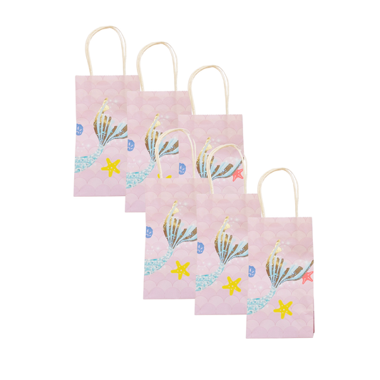 6-pack 12-pack pastel pink mermaid party bags product photo