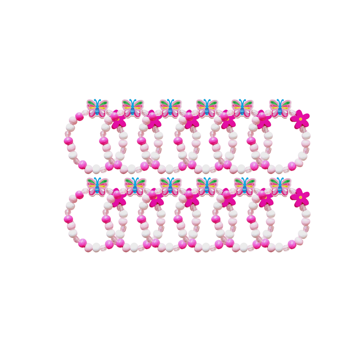 6-pack 12-pack pink flower butterfly bracelet party bag fillers product photo 2