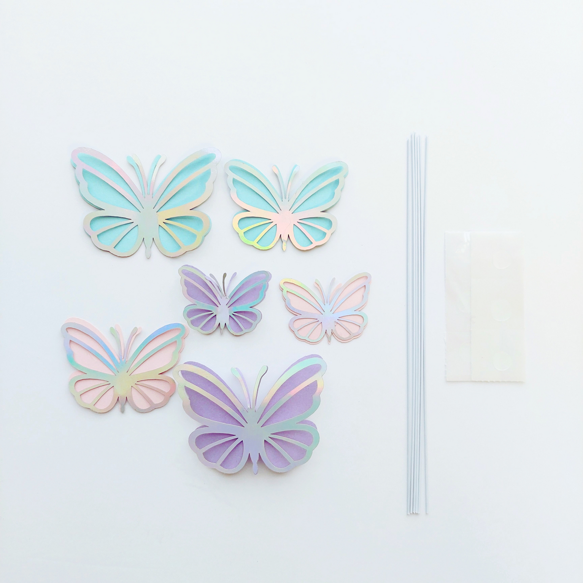 Iridescent butterfly cake toppers pink rainbow happy birthday acrylic cake product photo 8