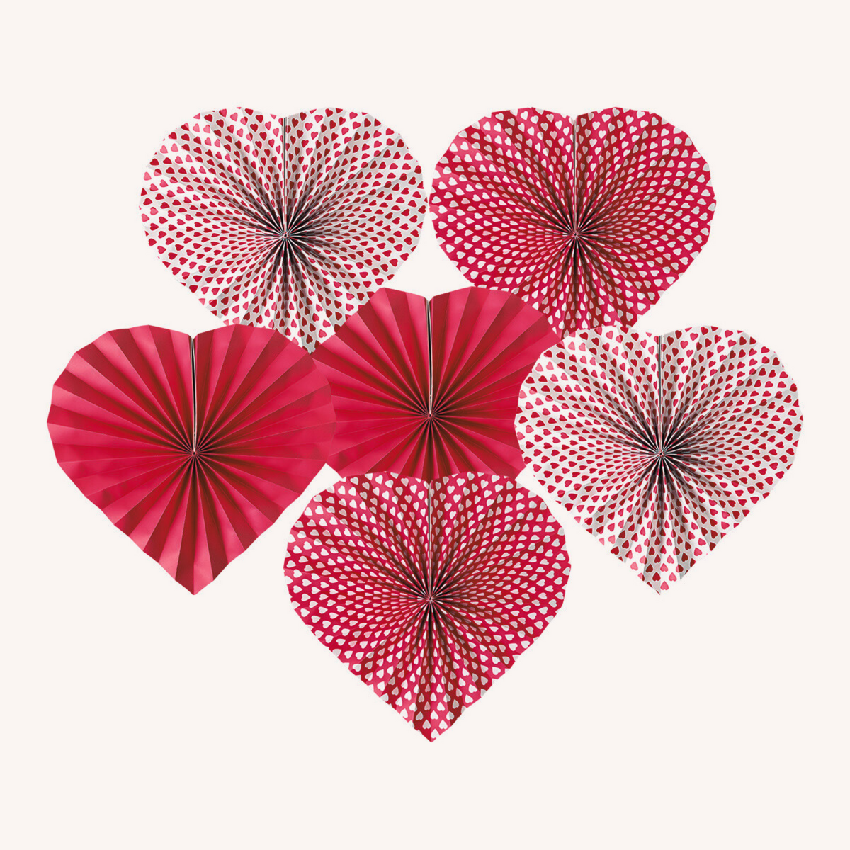 6-pack Red love heart Paper fan decoration wedding women milestone product photo 3