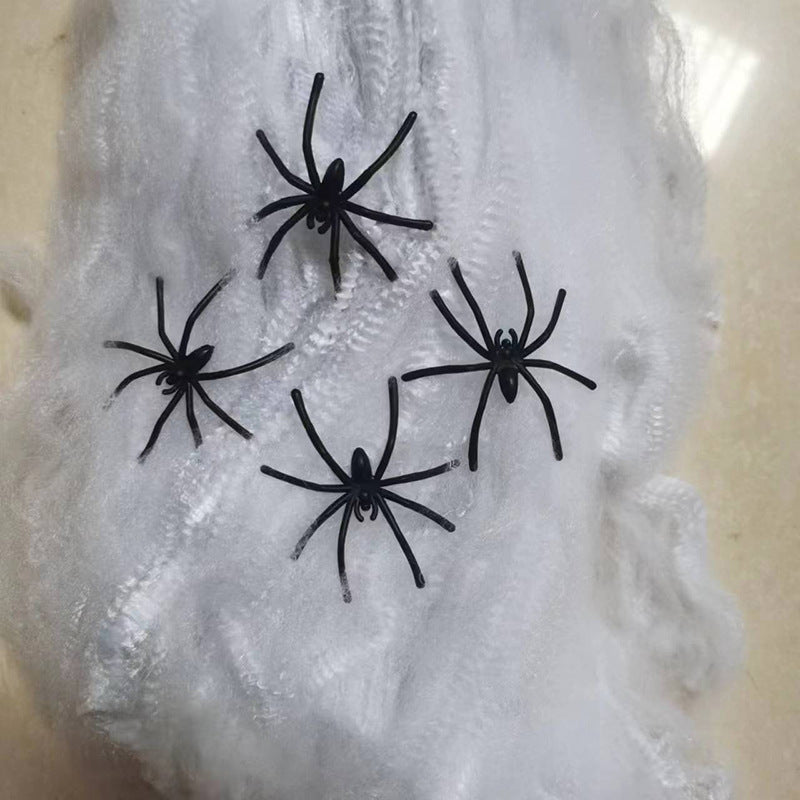60g Cotton strechy spider web with 30 plastic spiders, halloween house party decoration product photo 2