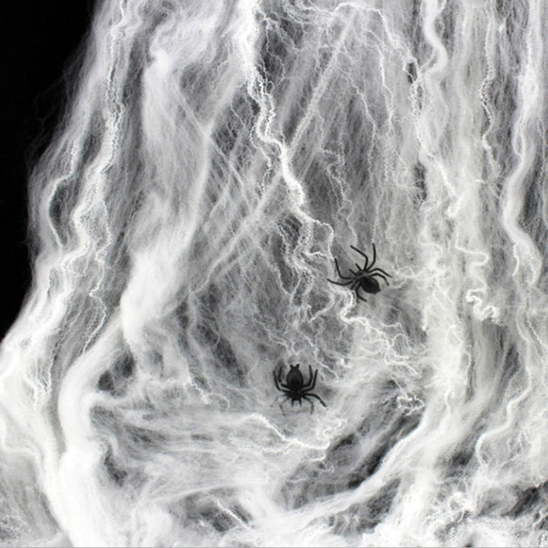 60g Cotton strechy spider web with 30 plastic spiders, halloween house party decoration product photo 3