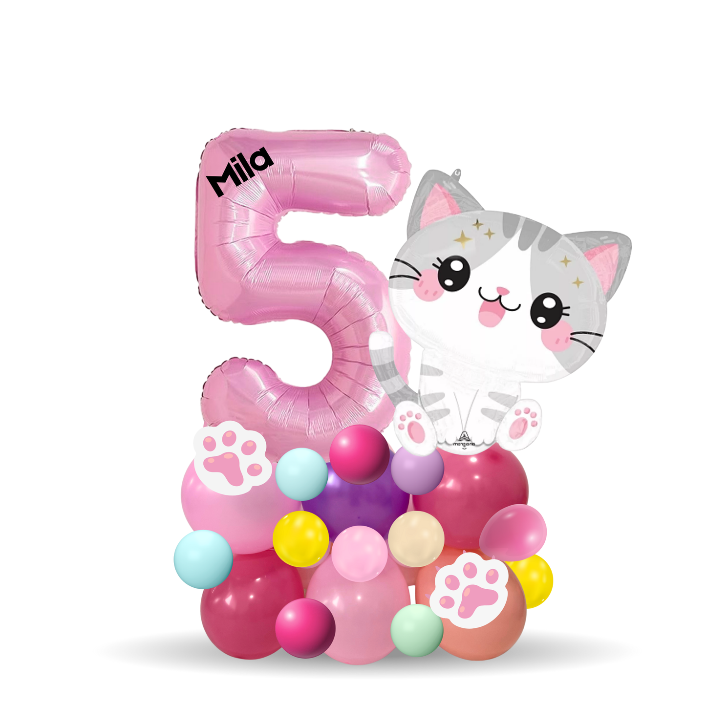Personalised DIY cute kitty cat balloon sculpture stack