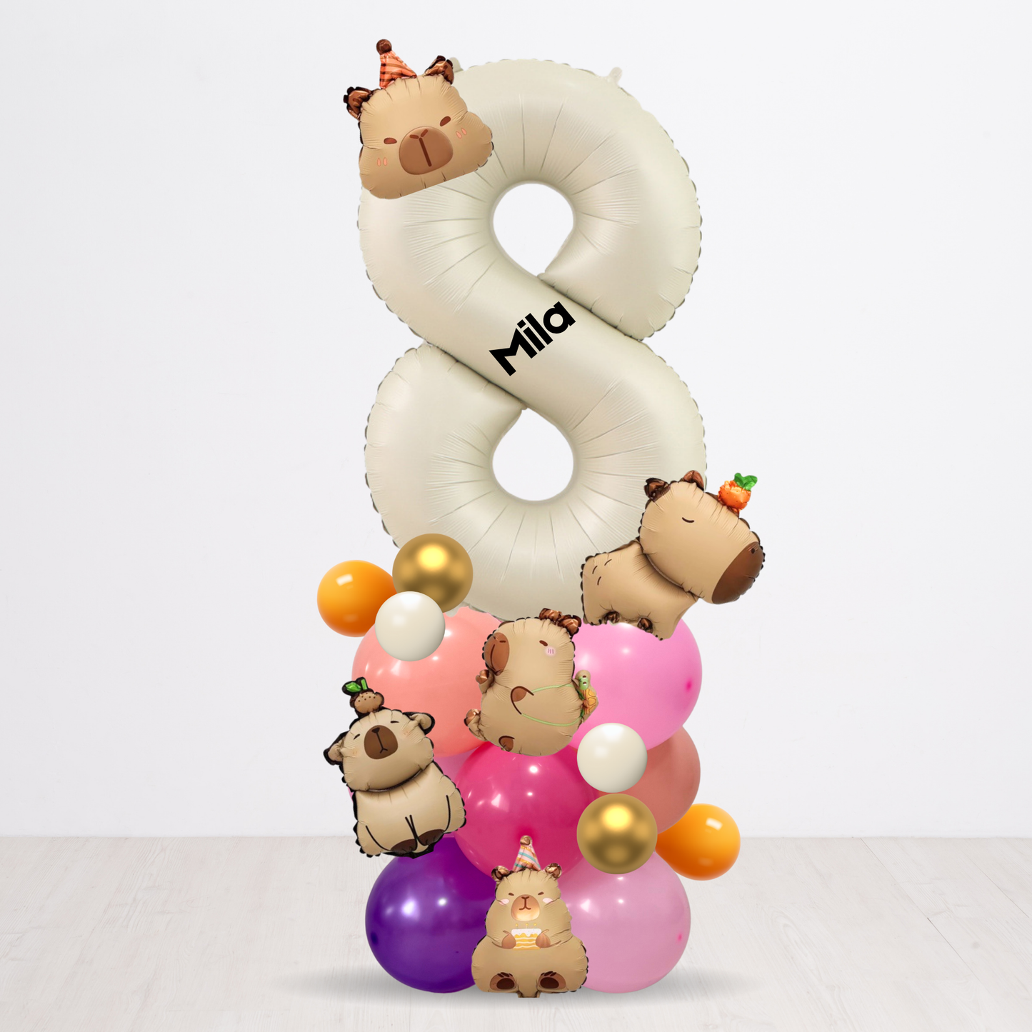 Personalised DIY Capybara balloon bouquet stand birthday decoration
