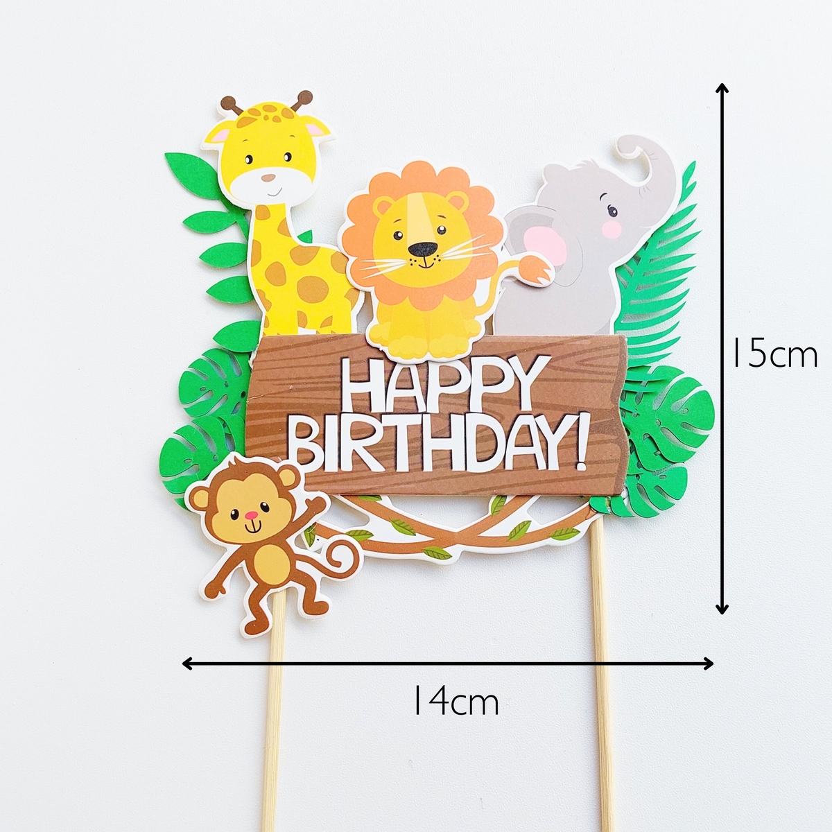 6PCs animal leaf safari jungle zoo Birthday Cake Topper Set product photo 7