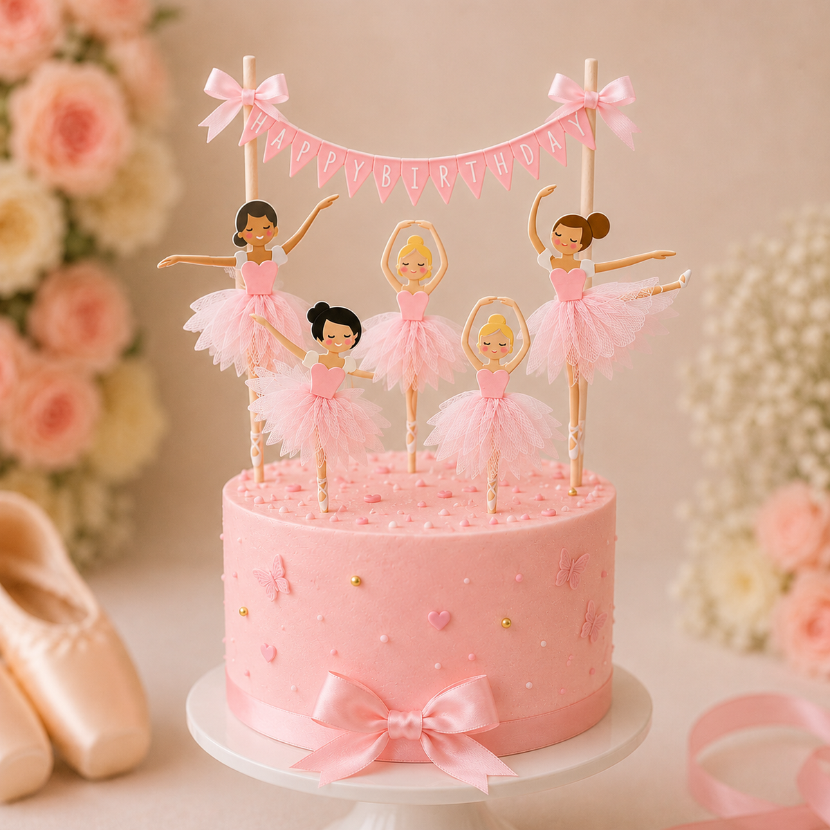 6pcs Ballerina Cake Toppers Birthday Party Decor Handmade 9cm cake Picks product photo 4