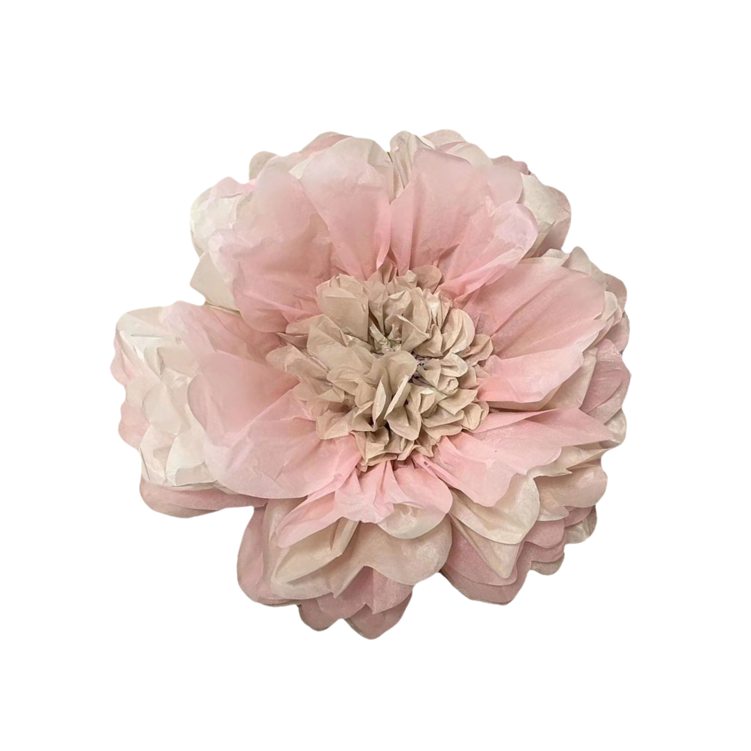 6pcs Pink and Mink large paper flowers set product photo 2