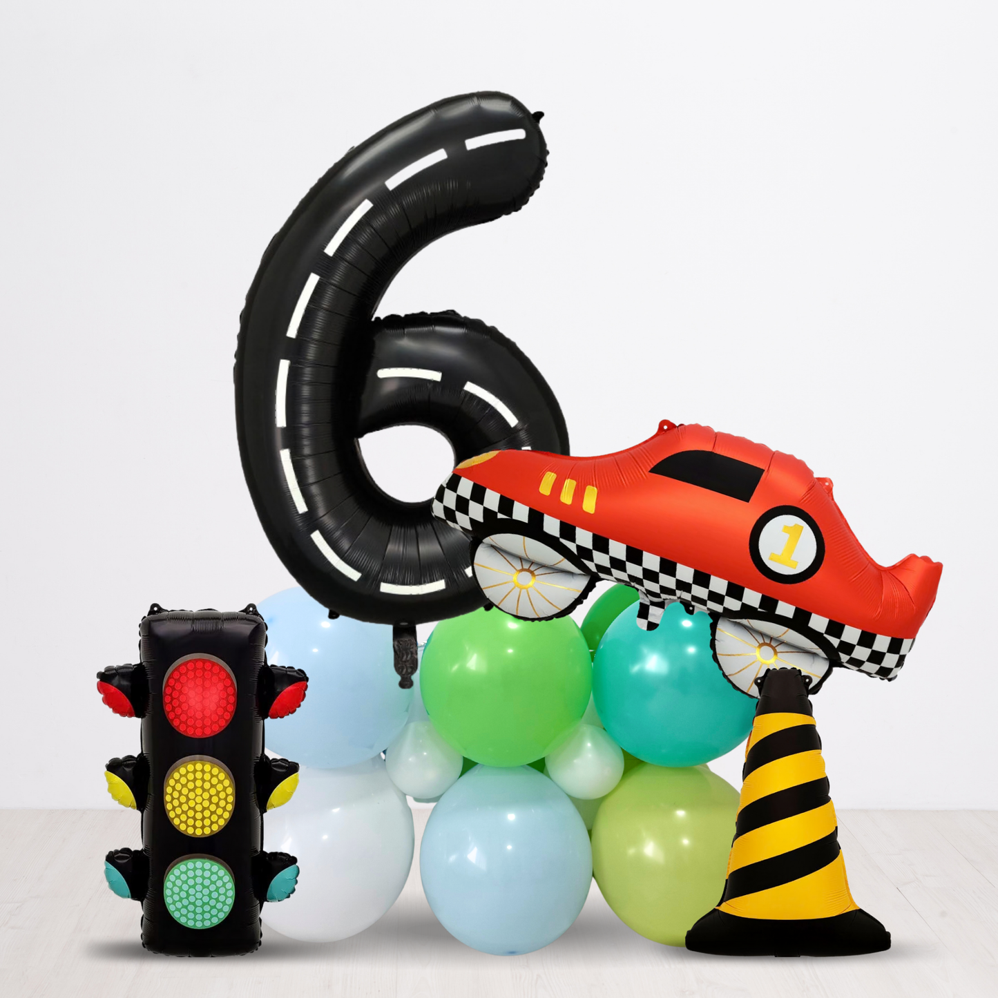 Personalised black red blue Car Vehicle car Birthday Balloon Bouquet Stand - TheLittleStuff
