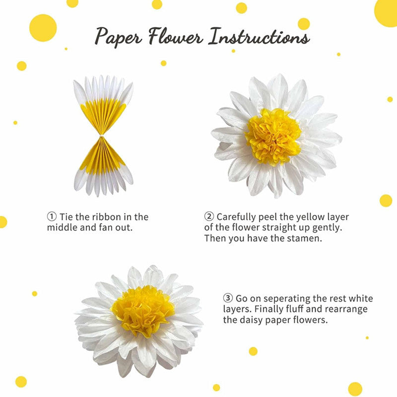 8-pack white daisy paper flowers product photo 3