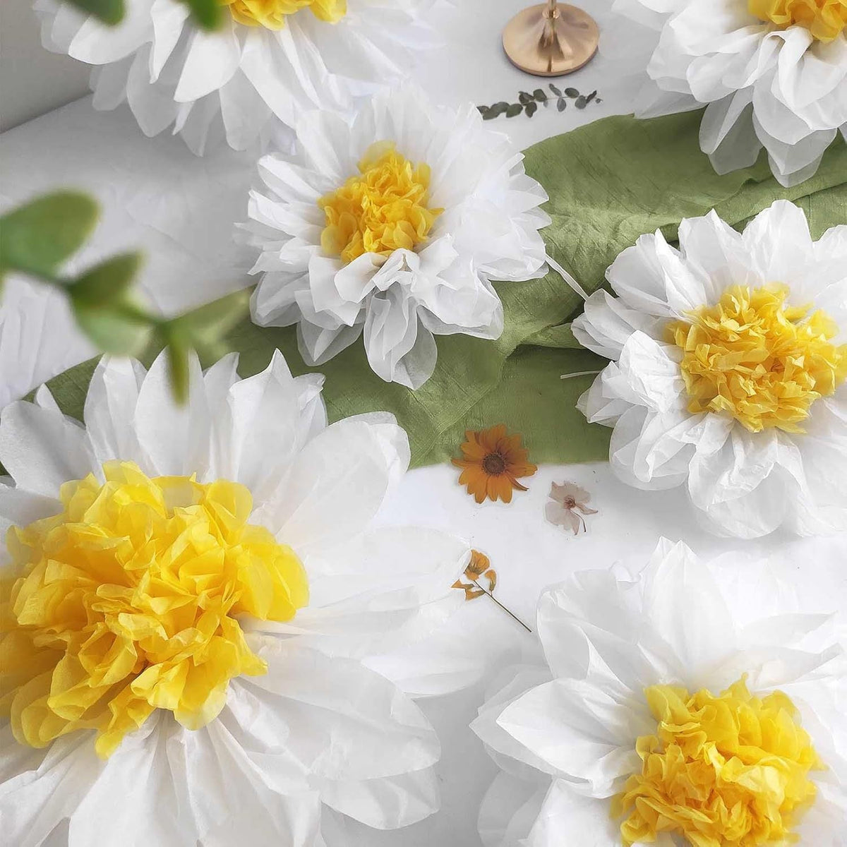 8-pack white daisy paper flowers product photo