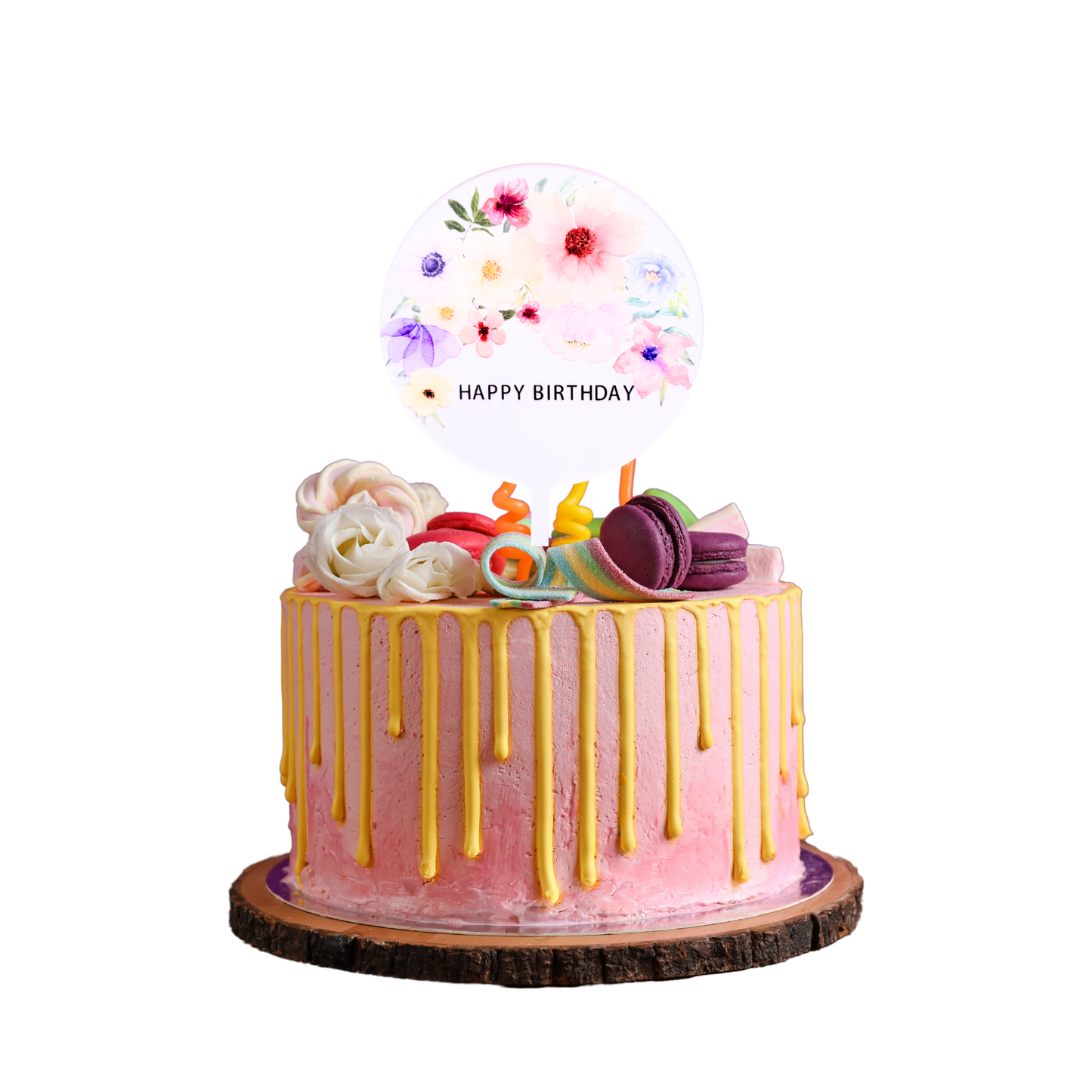 Personalised Floral flowers mother's day women girls Acrylic cake topper