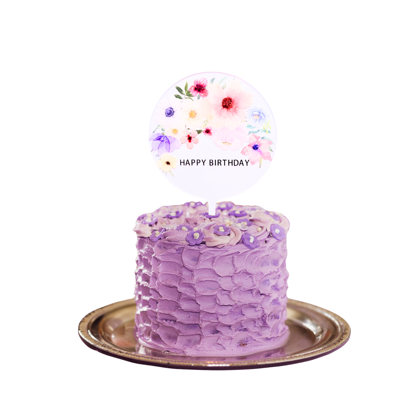 Personalised Floral flowers mother's day women girls Acrylic cake topper