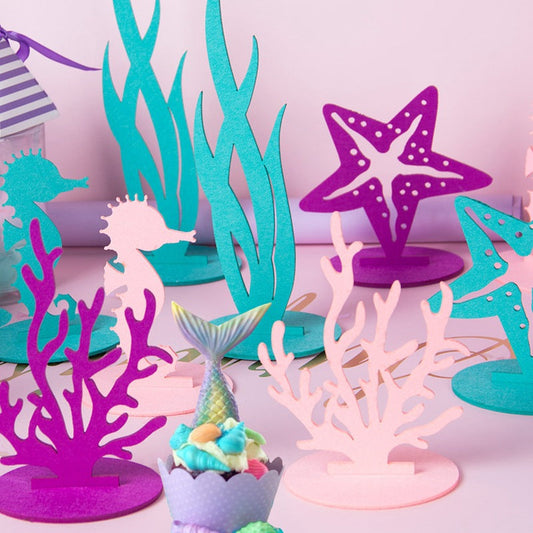 8pcs Sea weed star fish sea horse coral felt table ornament product photo