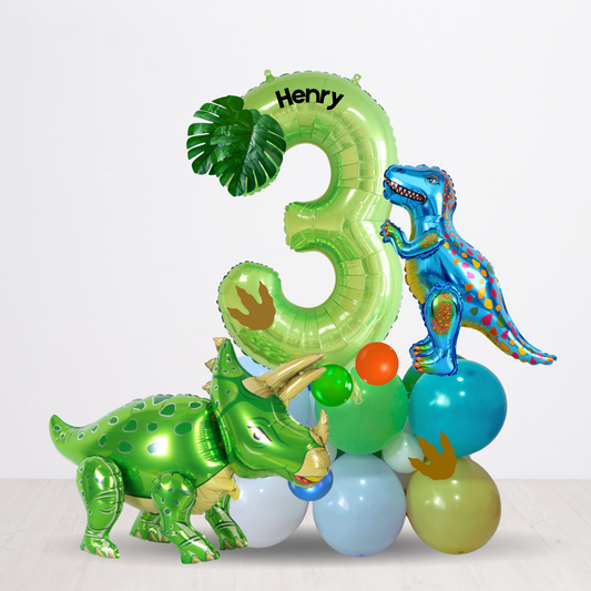 Personalised DIY cute green dinosaurs balloon sculpture stack stand