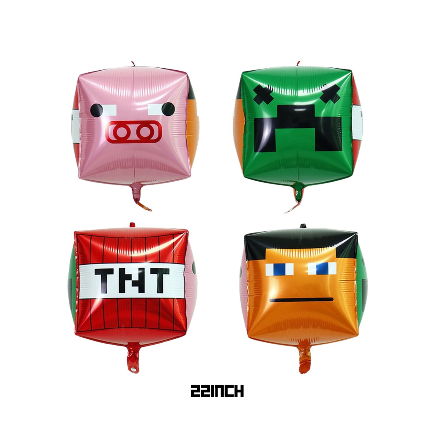 DIY Personalised Minecraft themed party balloon sculpture stack with number balloon girls or boys