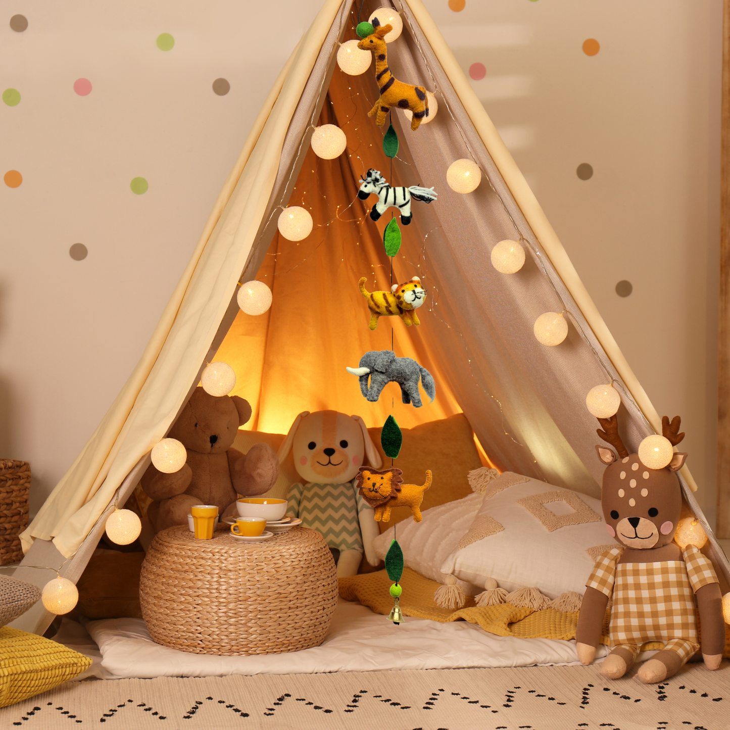 Jungle safari felt animals home bunting hanging decoration