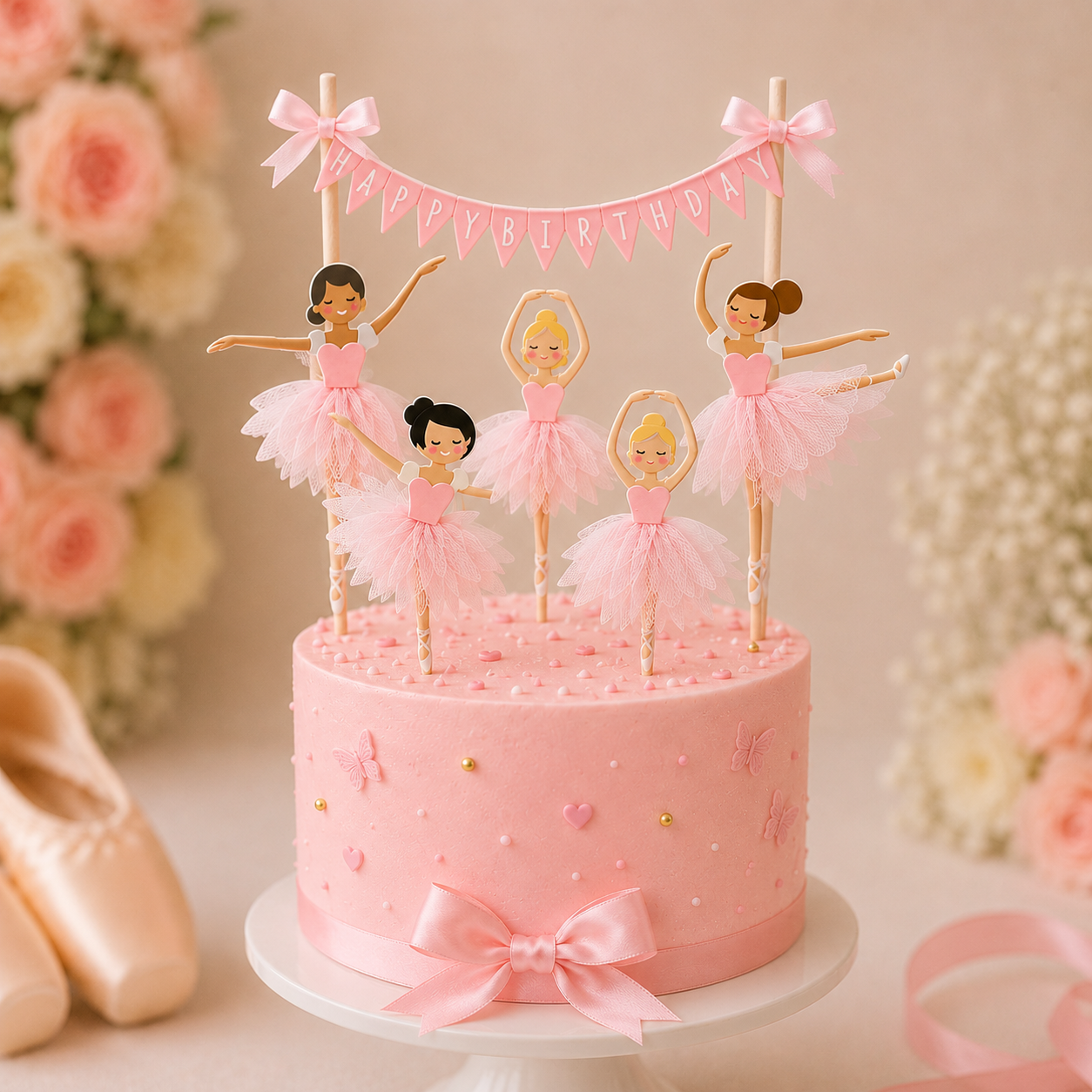 6pcs Ballerina Cake Toppers Birthday Party Decor Handmade 9cm cake Picks