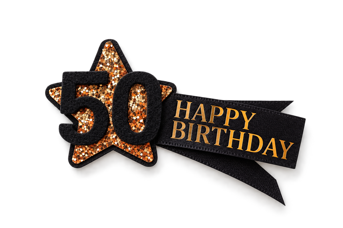 Hand Made Personalised Shooting Star Birthday Badge – Any Age, Name or Message Black & Gold