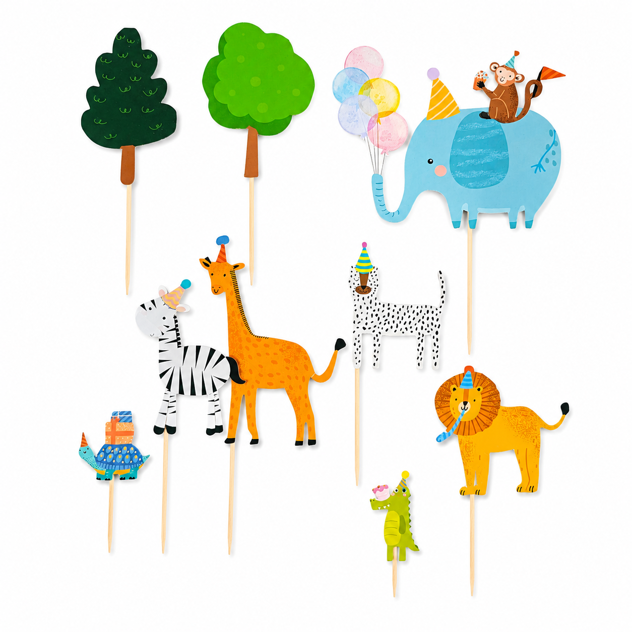 Hand made Animal Parade Cake Topper Set – Jungle Safari Birthday Decorations – Cute Animal Party Supplies for Kids' Cakes - TheLittleStuff