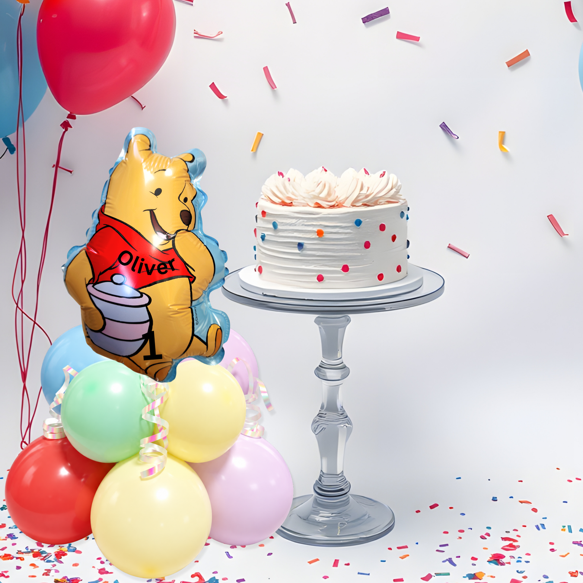 Personalised Ready made 40cm height Winnie the Pooh Balloon Bouquet Tower