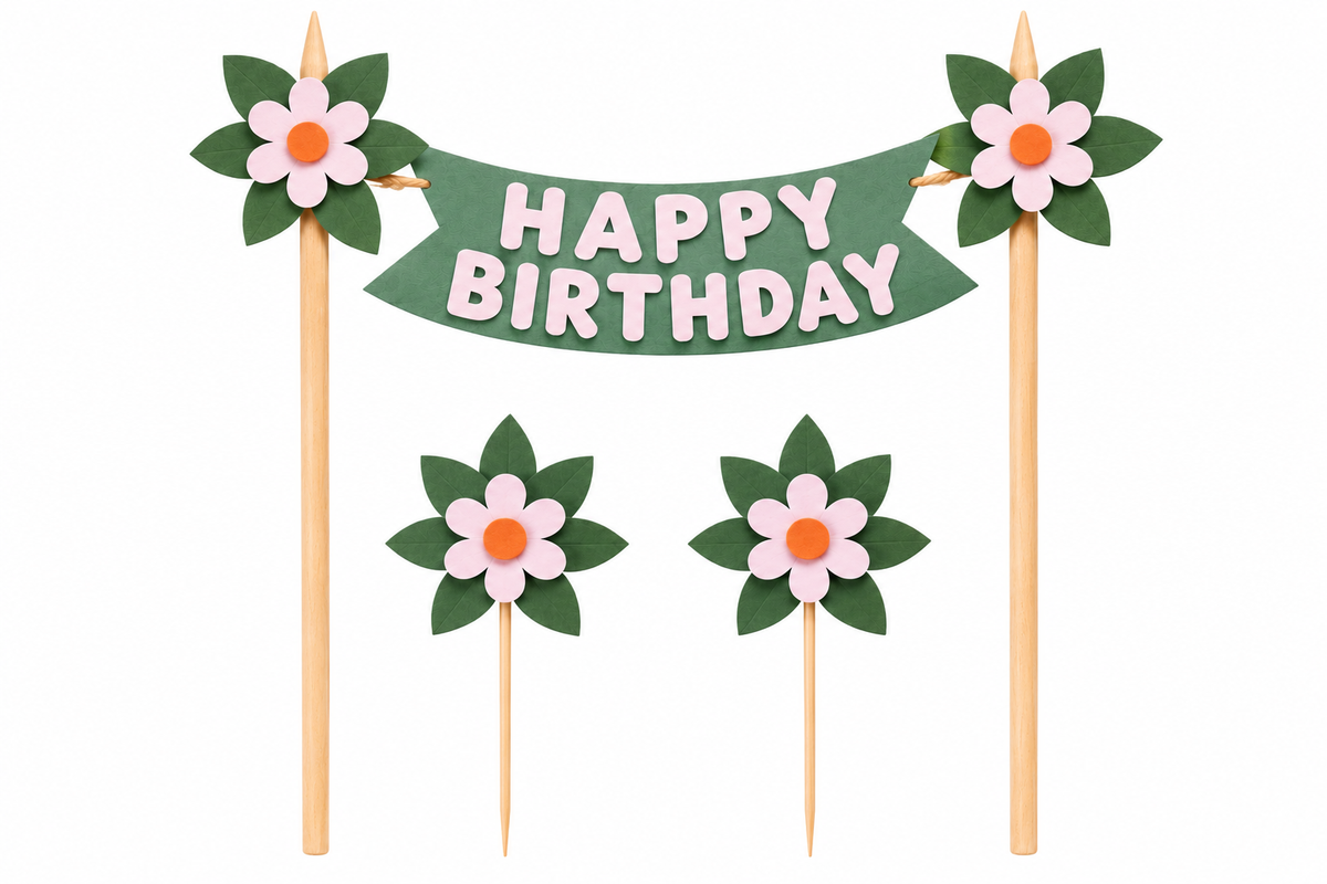 Personalised Highland Cow Birthday Cake Topper Set