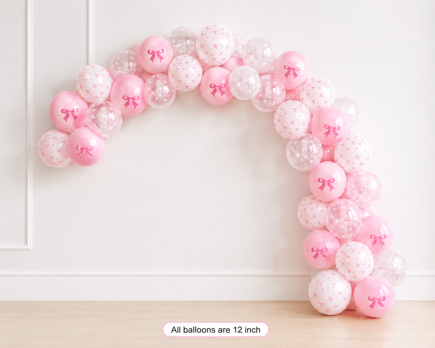 35-pack Pink White Bow Latex Balloon Bundle, Balloon Garland
