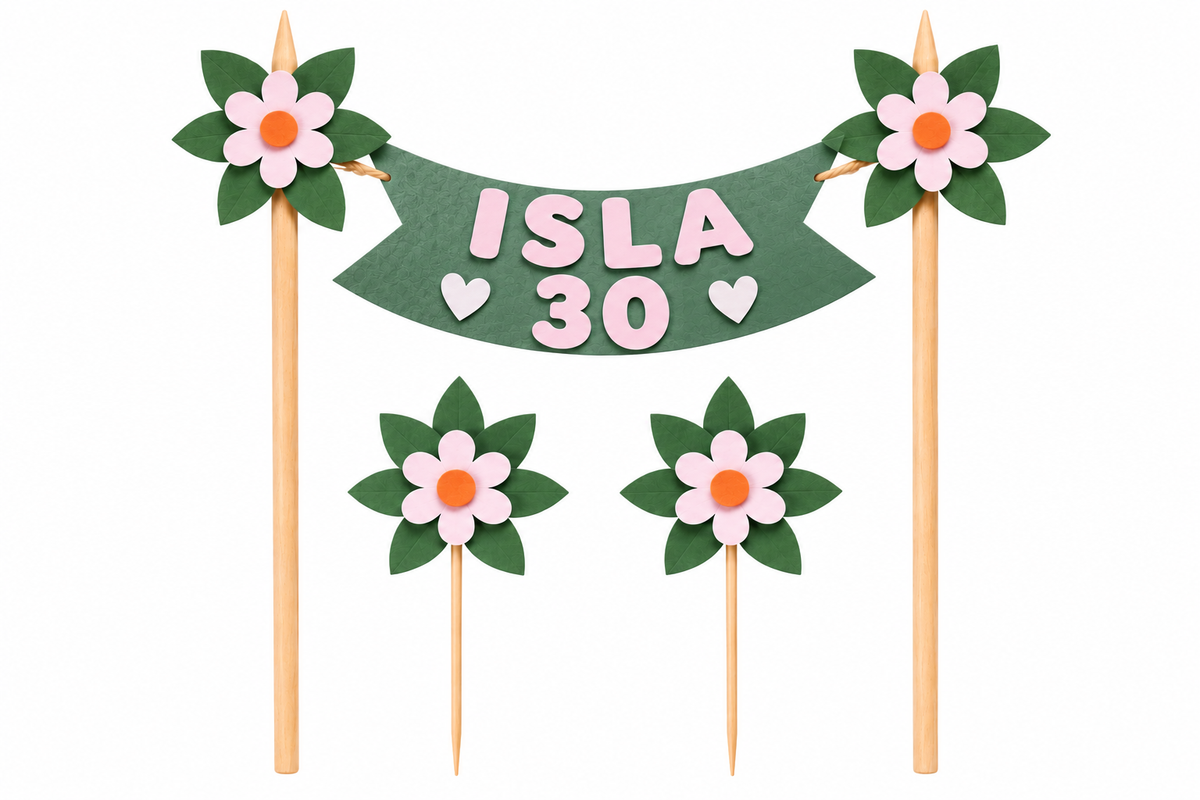 Personalised Highland Cow Birthday Cake Topper Set