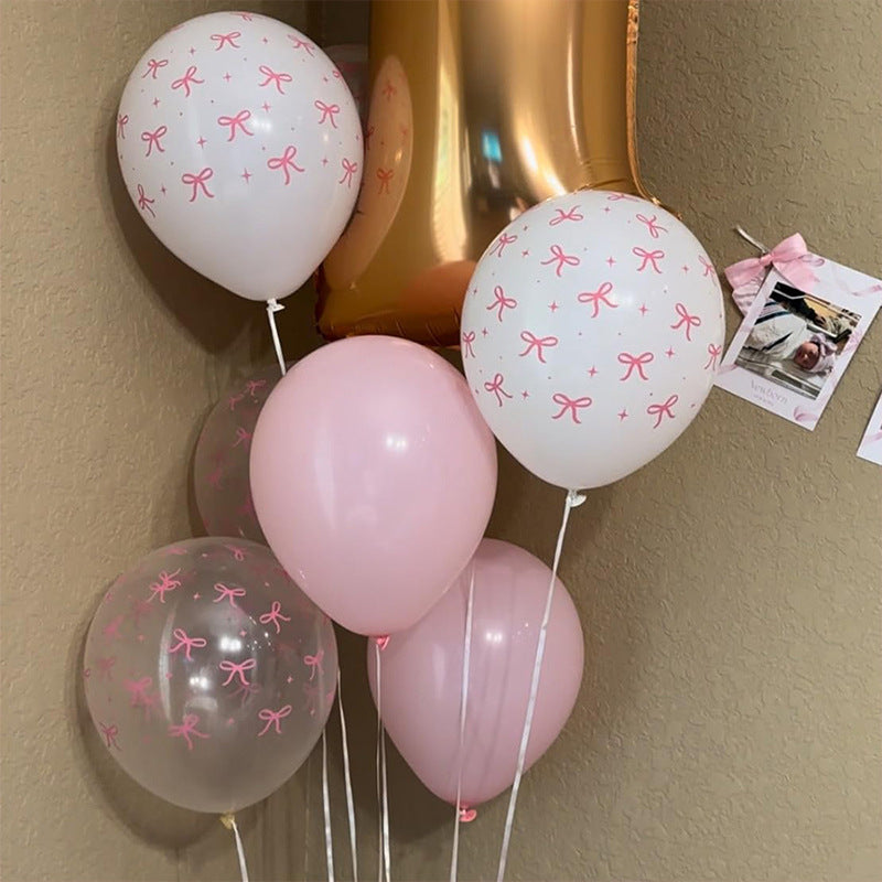 35-pack Pink White Bow Latex Balloon Bundle, Balloon Garland