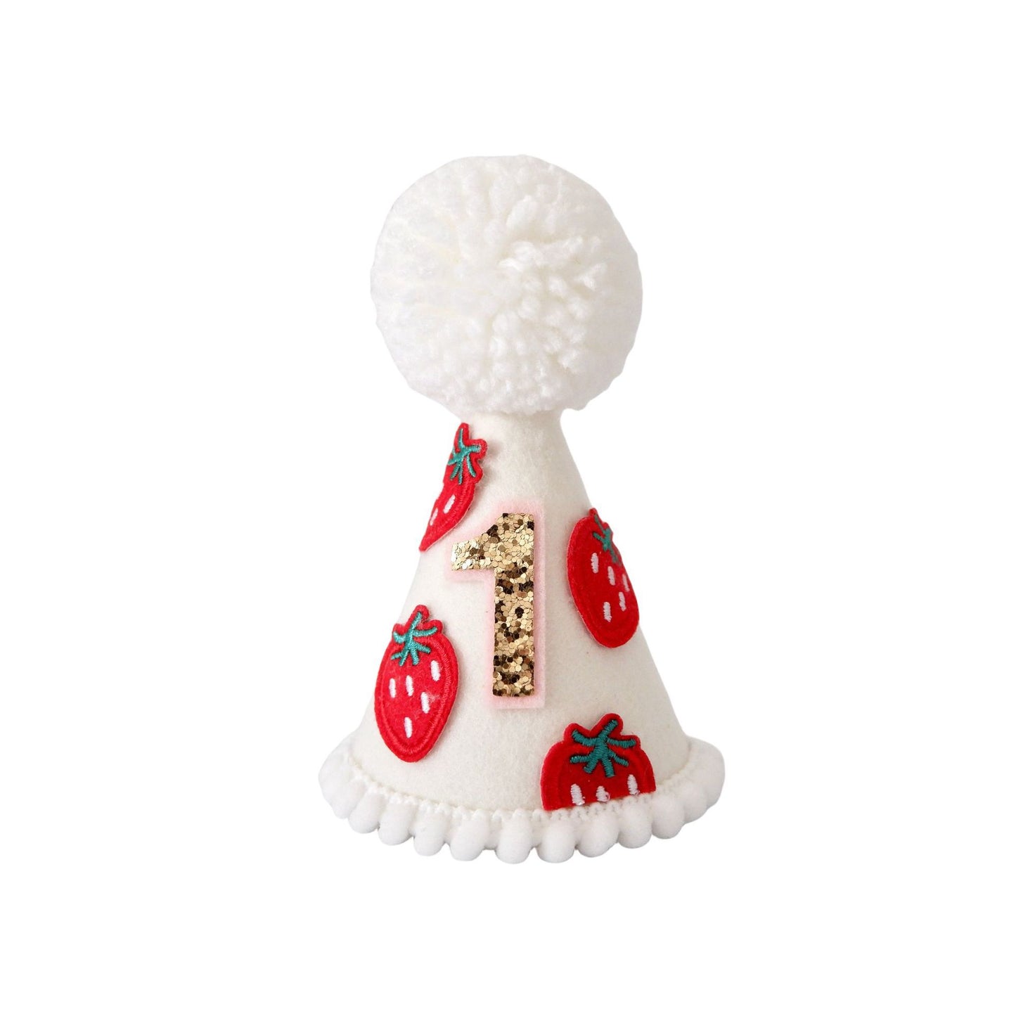 Handmade strawberry 1st Birthday Party Cake Smashing Felt cone crown Hat