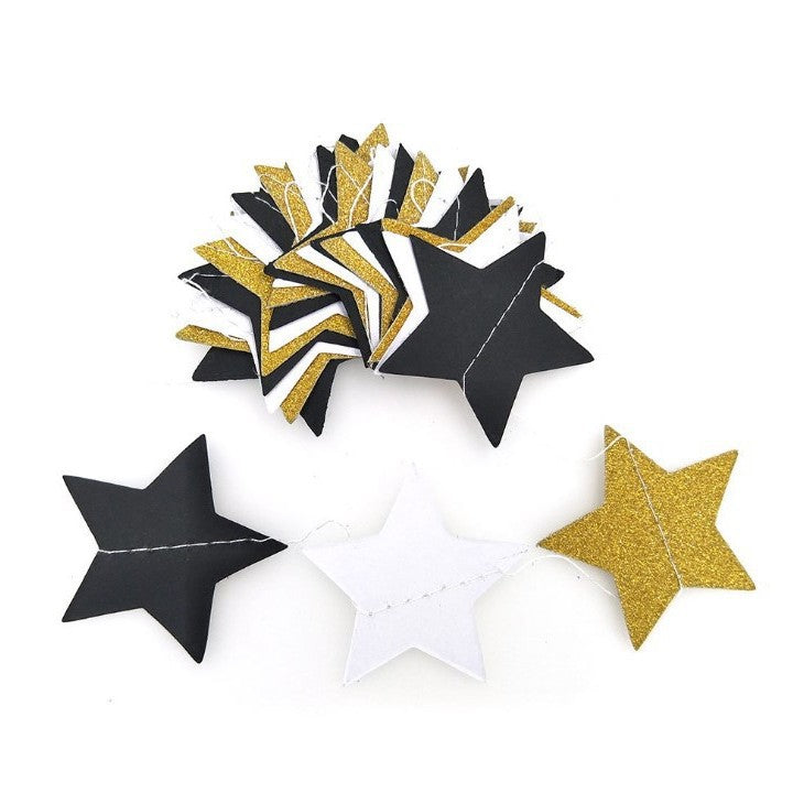 Christmas Gold Silver Stars Bunting Garland hanging Decoration - TheLittleStuff