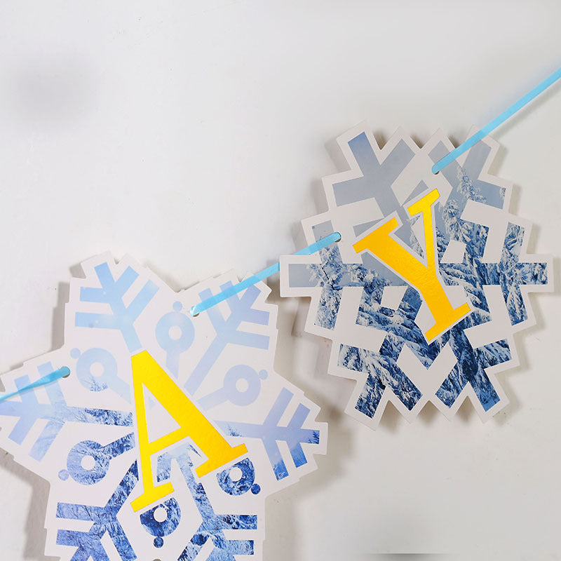 Frozen style snow flakes Happy birthday bunting banner - TheLittleStuff