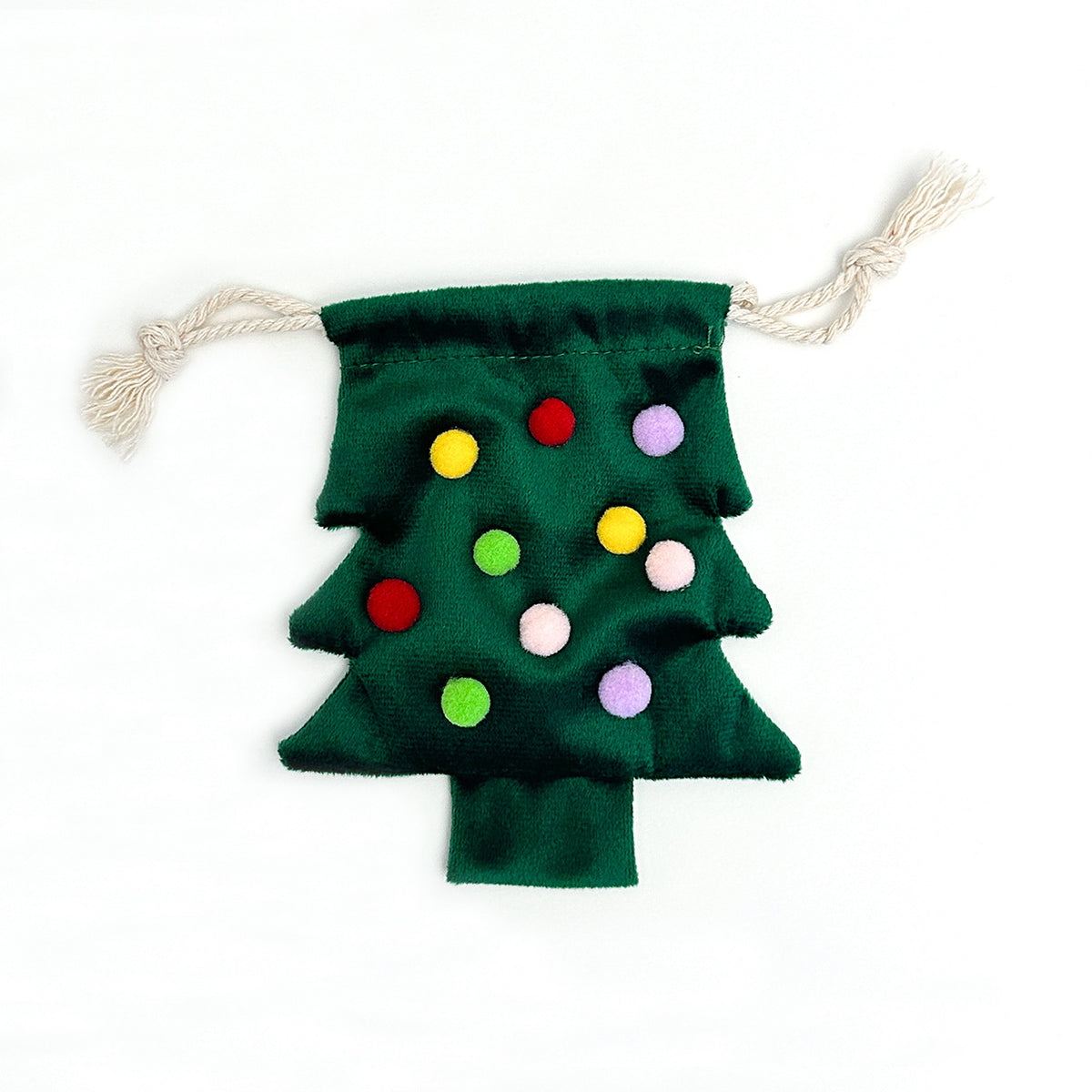 Christmas Tree shaped Pouches with Bell and Pom Pom decorations For Small Gifts, Money or Vouchers