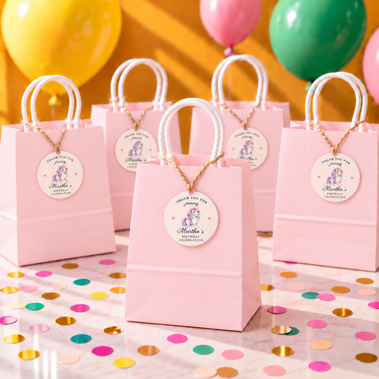 12pcs Personalised Unicorn Birthday Party Bag Tags – 5cm Round