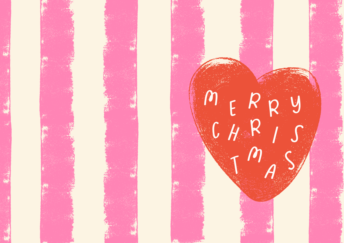 Personalised Christmas Card Pink Heart