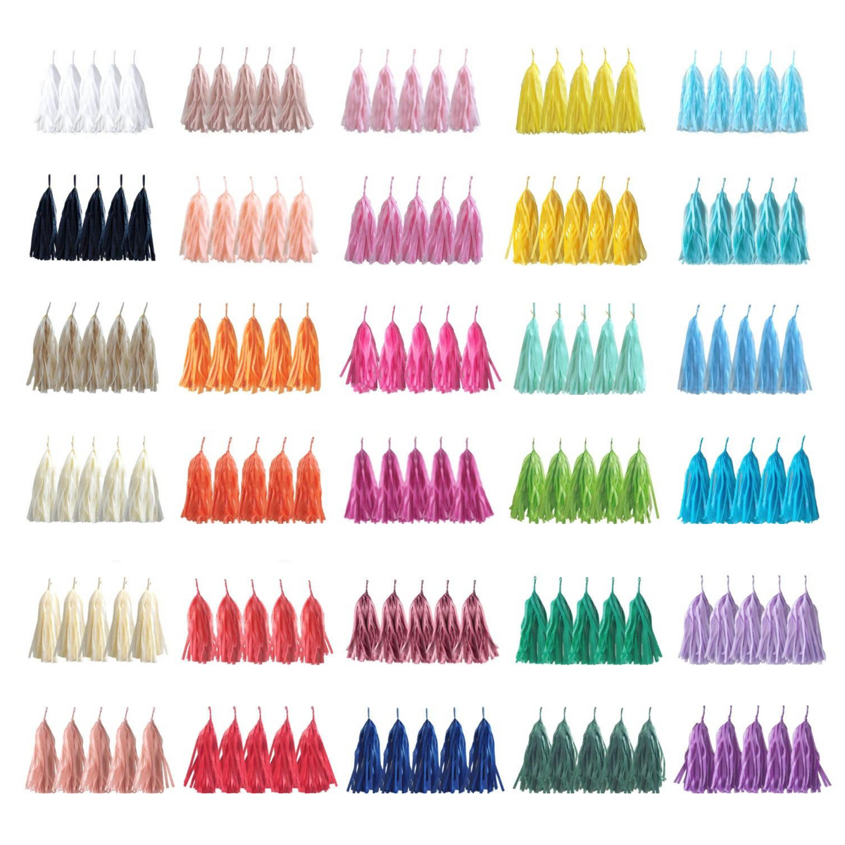 All colours Make your own Paper Tissue Tassel Garland more than 50 colours 5-Pack each - TheLittleStuff