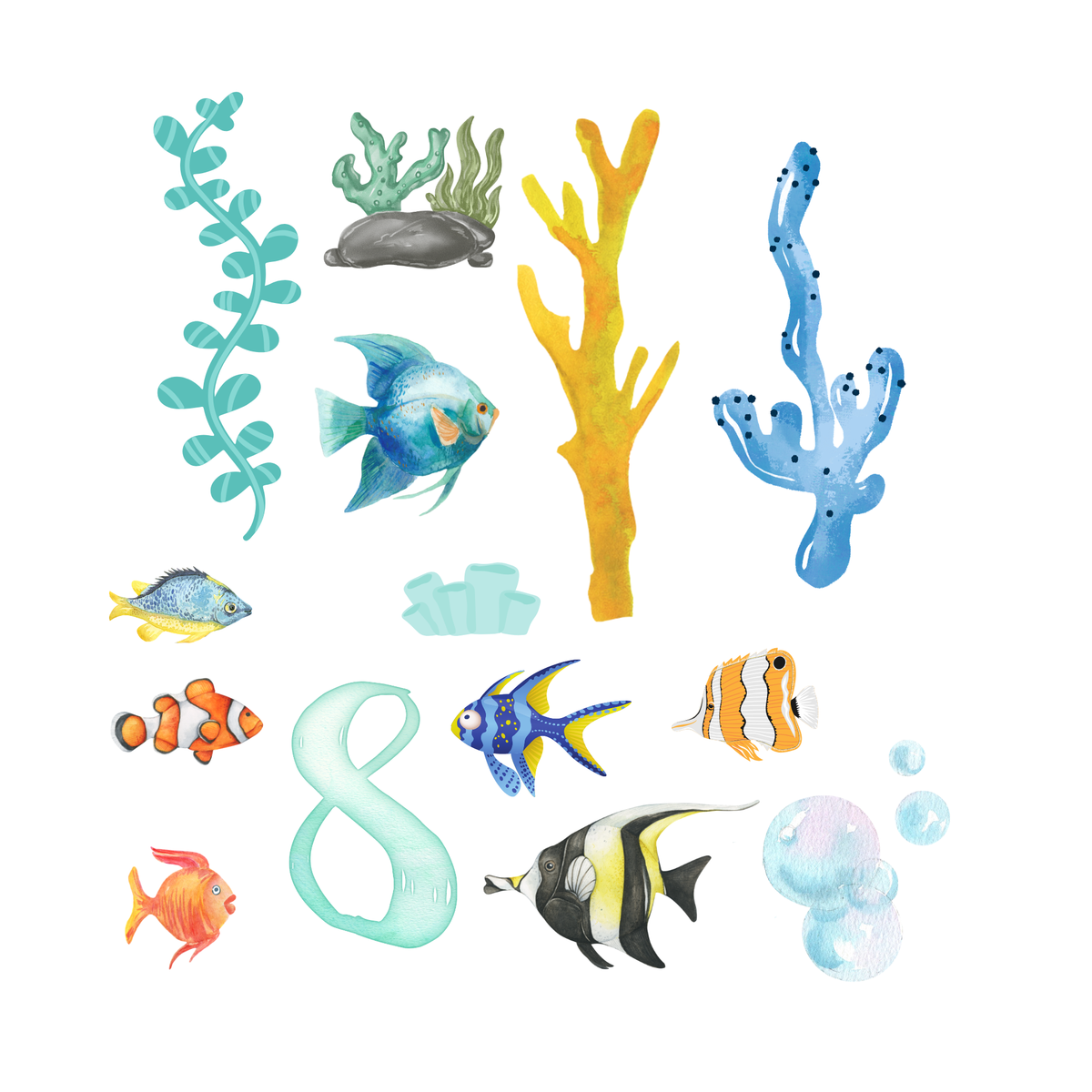 Fish Tank Under The Water Cake Topper set