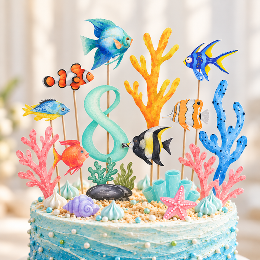 Fish Tank Under The Water Cake Topper set - TheLittleStuff