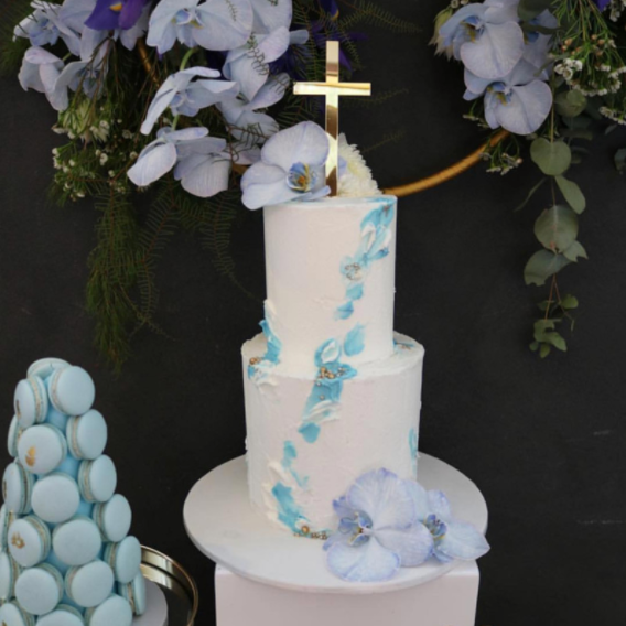 Acrylic Gold Cross Baby Christening Cake Topper product photo