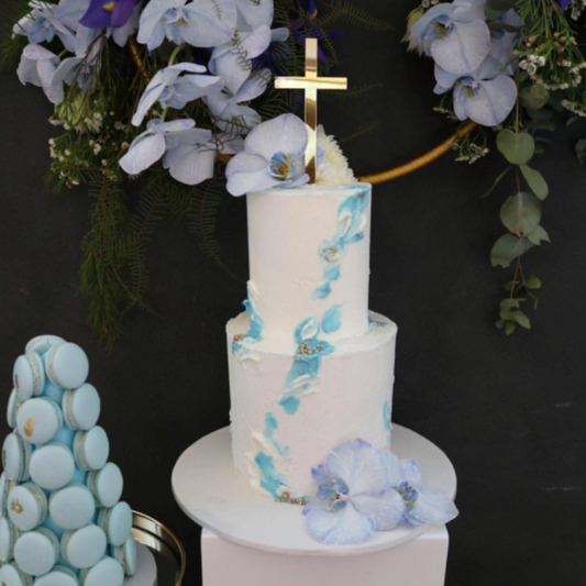 Acrylic Gold Cross Baby Christening Cake Topper product photo