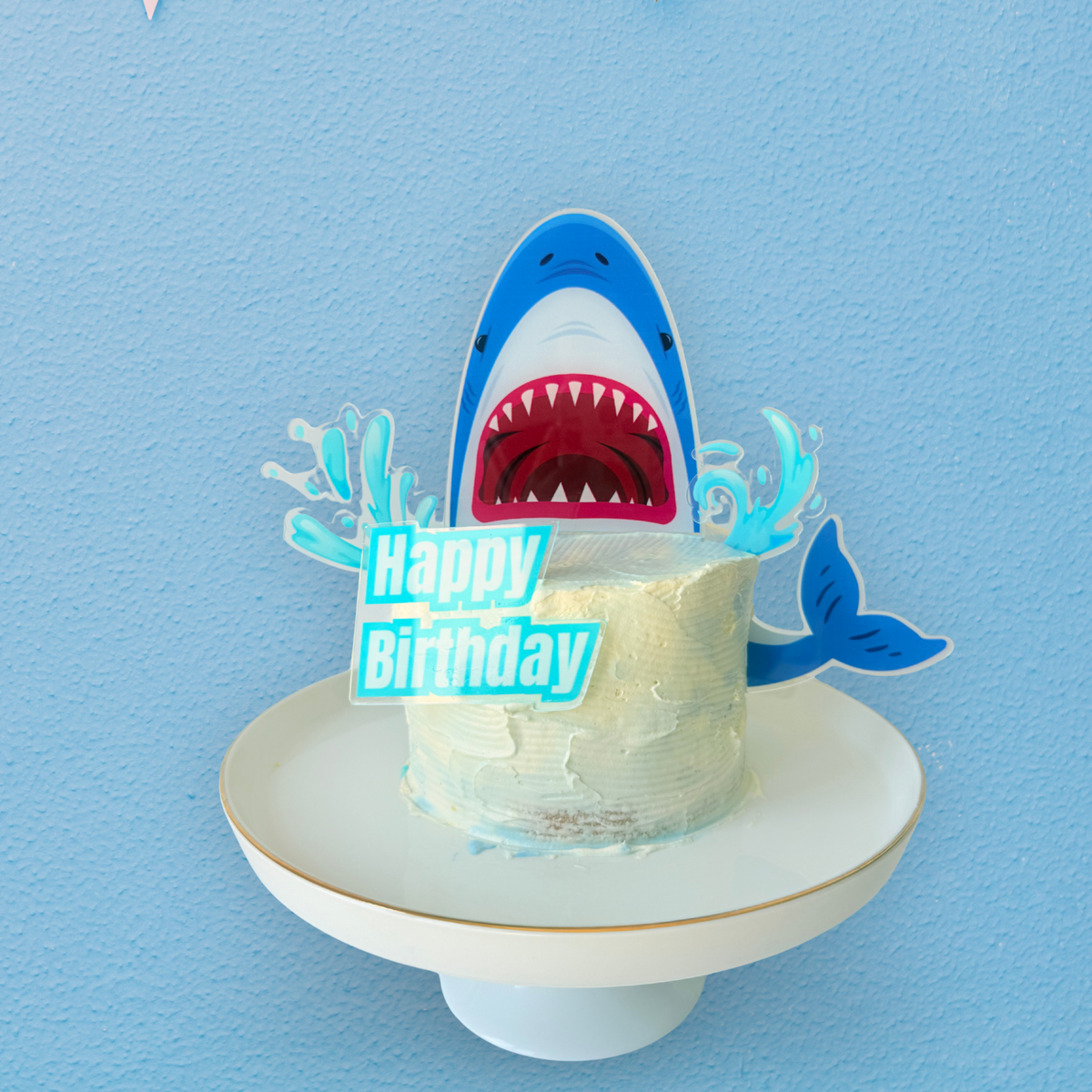 Acrylic Shark Cake Topper Set – Ocean Theme Birthday Party Decoration product photo 2