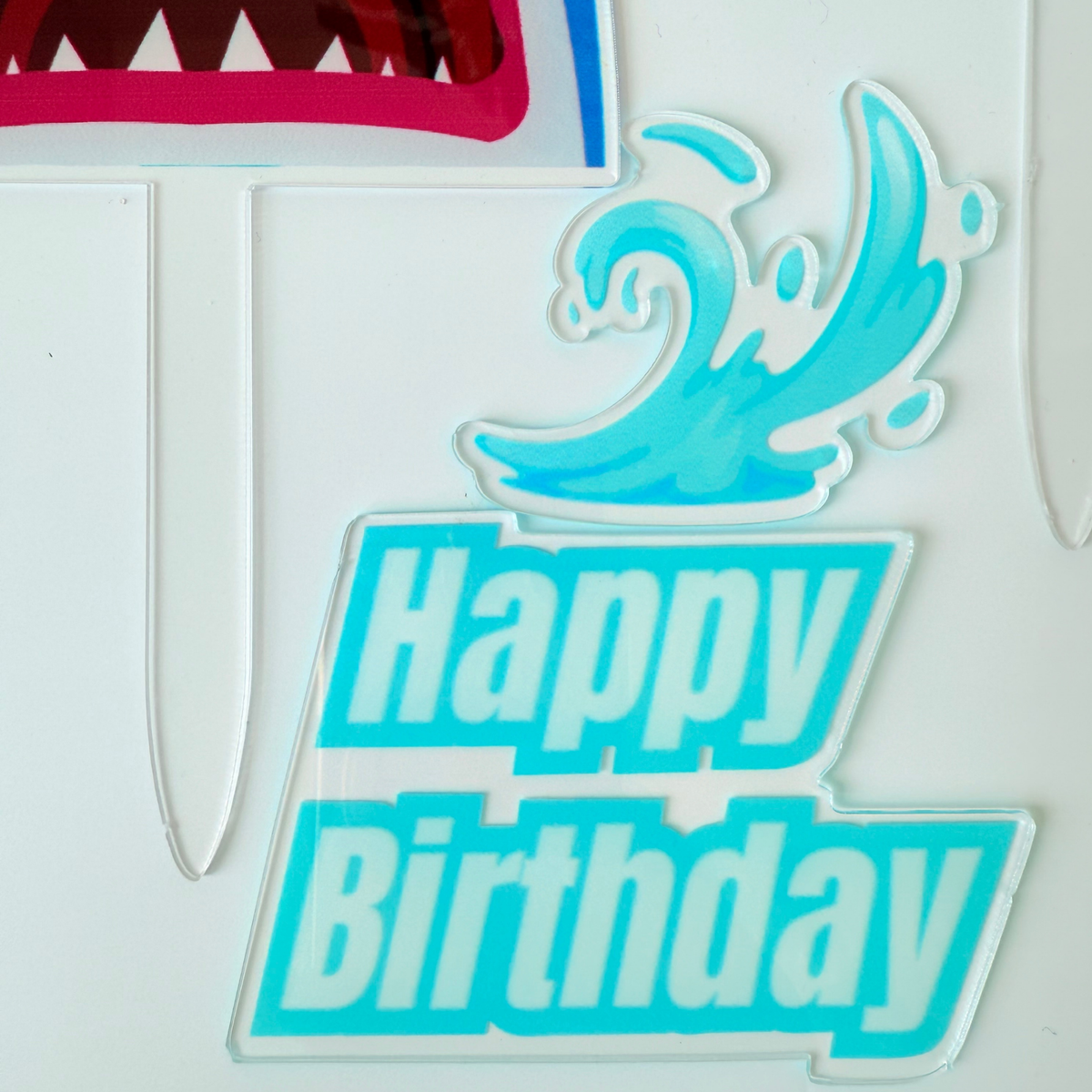 Acrylic Shark Cake Topper Set – Ocean Theme Birthday Party Decoration product photo 6