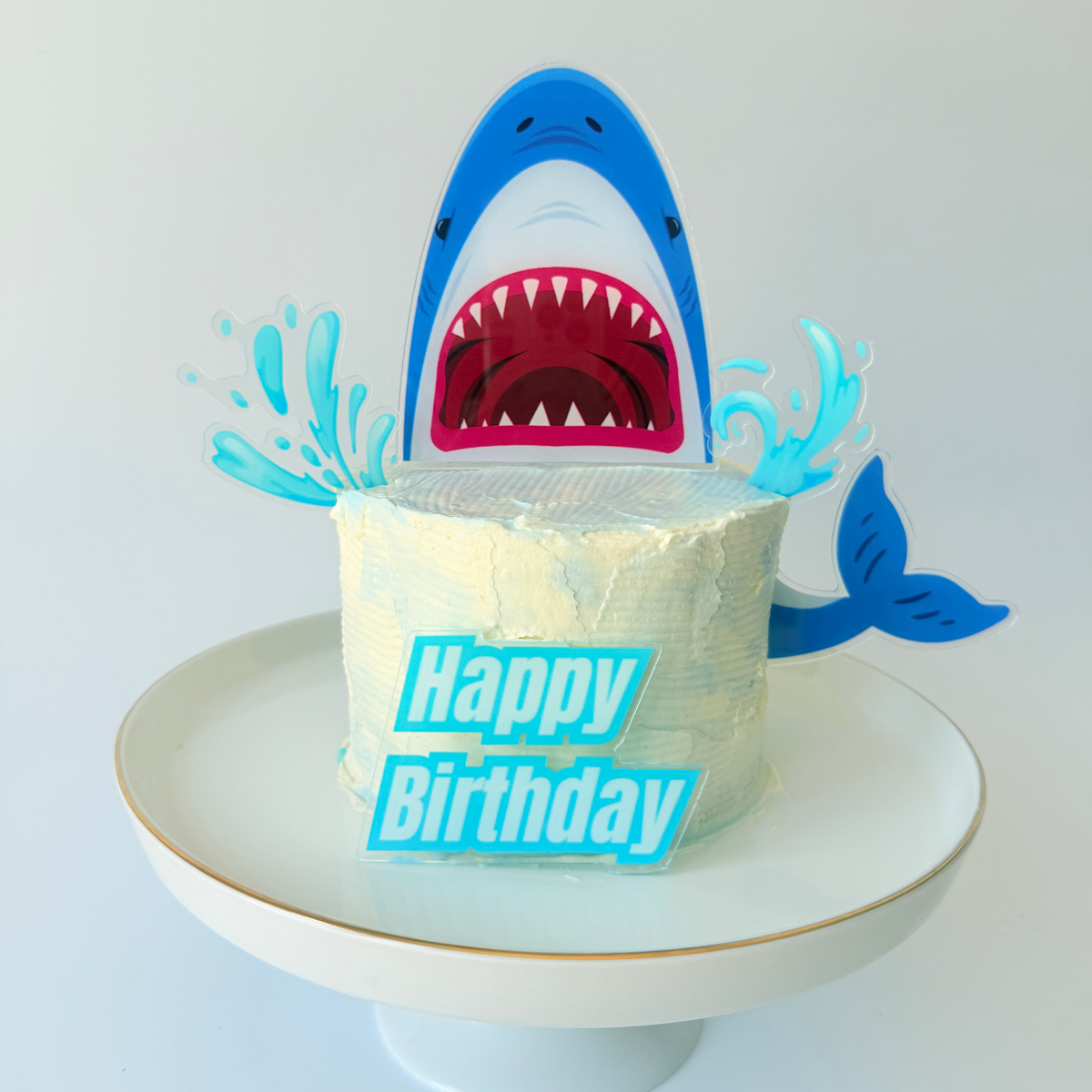 Acrylic Shark Cake Topper Set – Ocean Theme Birthday Party Decoration product photo 7