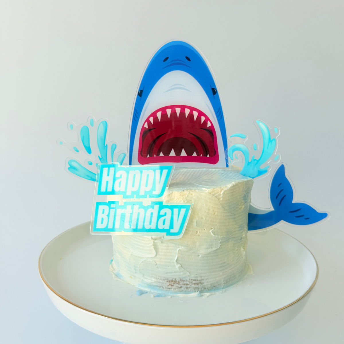 Acrylic Shark Cake Topper Set – Ocean Theme Birthday Party Decoration product photo 8