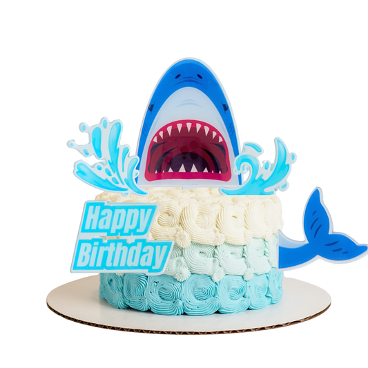 Acrylic Shark Cake Topper Set – Ocean Theme Birthday Party Decoration product photo