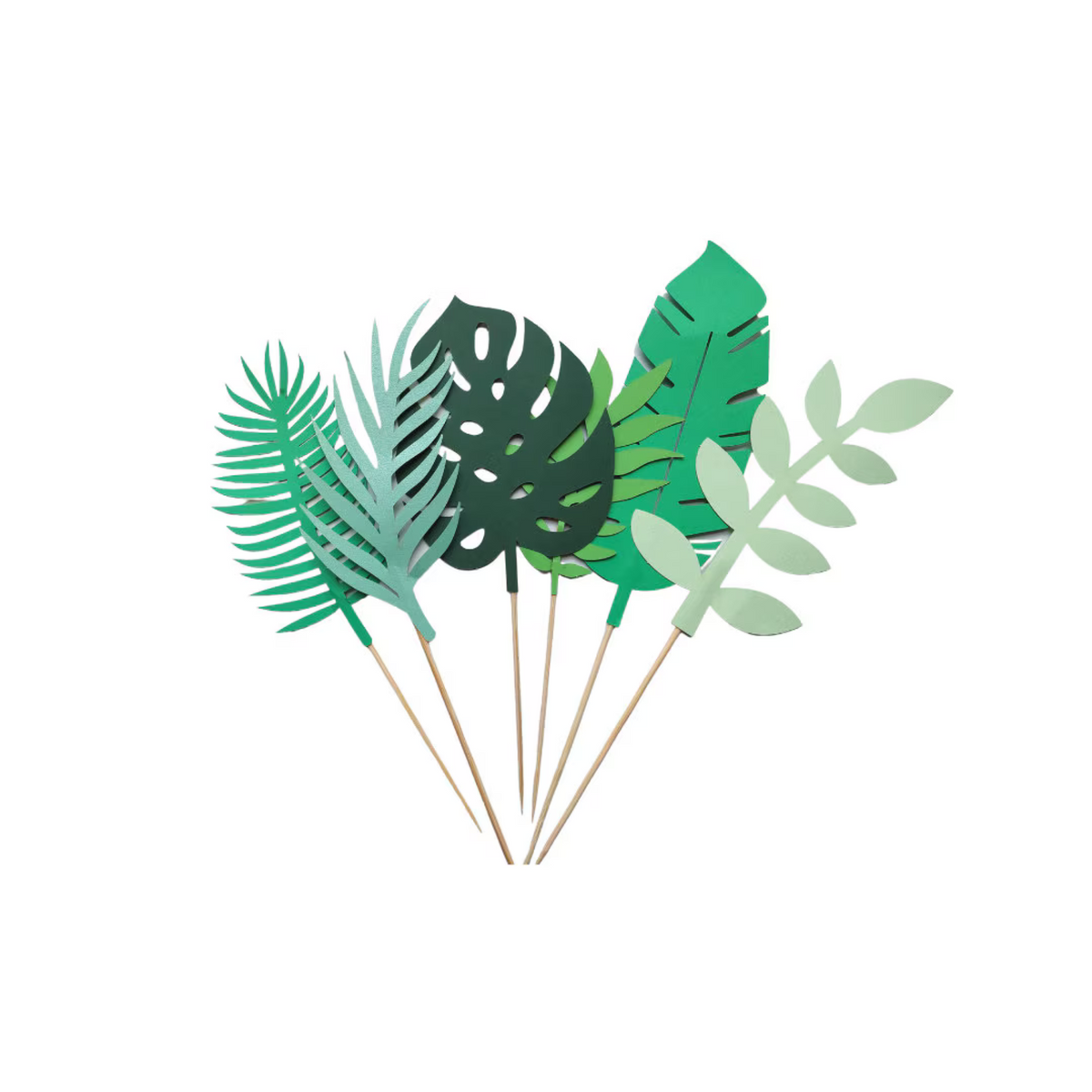 6pcs Animal forest jungle leaves paper Cake Topper set product photo 5