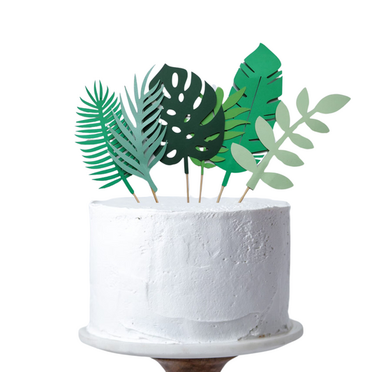 6pcs Animal forest jungle leaves paper Cake Topper set product photo