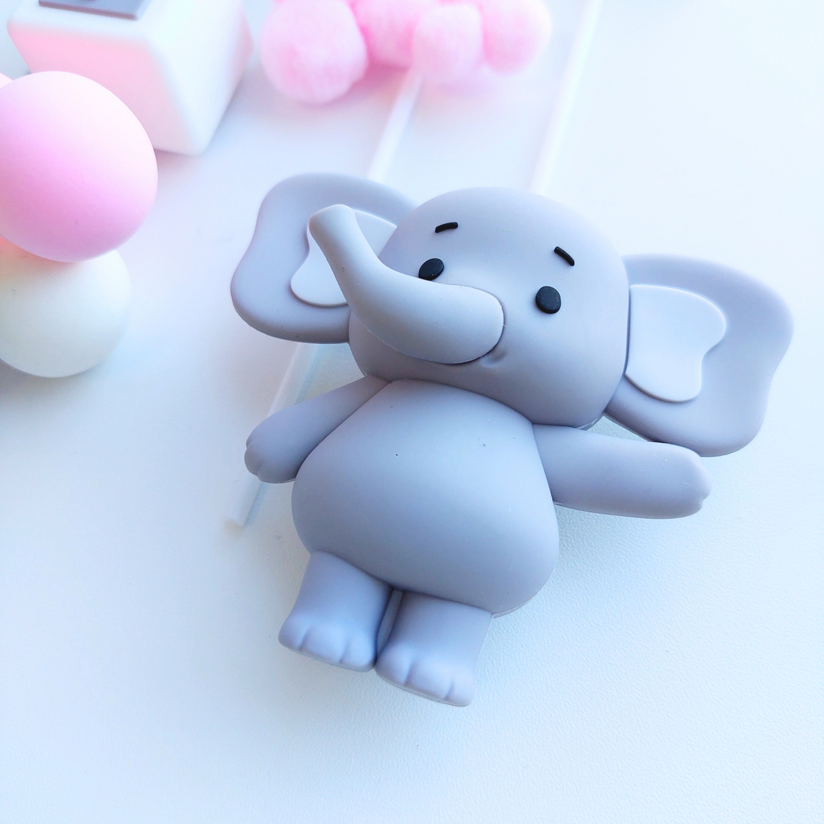 Baby shower elephant with balloons boys girls cake topper set product photo 11