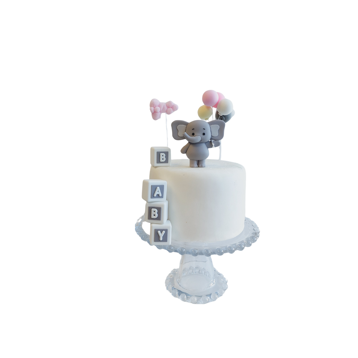Baby shower elephant with balloons boys girls cake topper set product photo 8